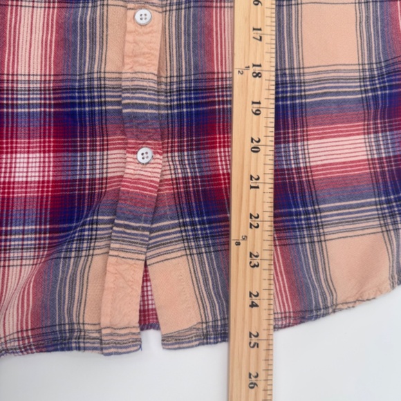 Kavu Top Women Medium Pink Tan Button Up Sleeveless Plaid Western Outdoor Farm - Picture 9 of 10